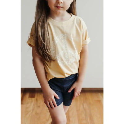 Peace Floral Kid’s Illustrated T-Shirt - Peach - T-shirt