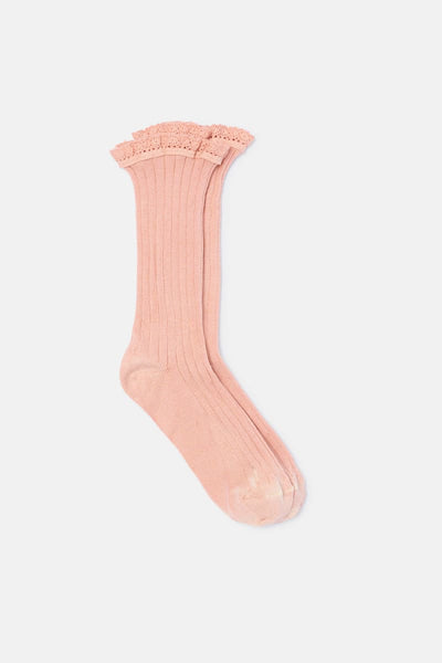 Organic Comfort Lace Socks - Pink