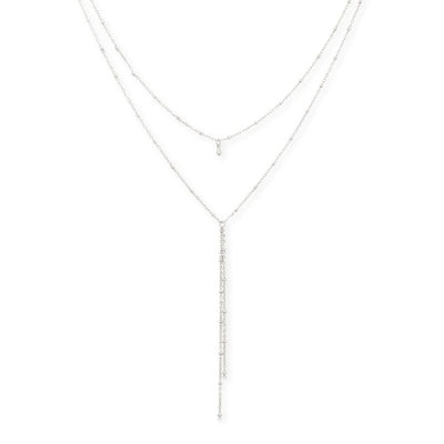 Layered Drop Necklace - silver