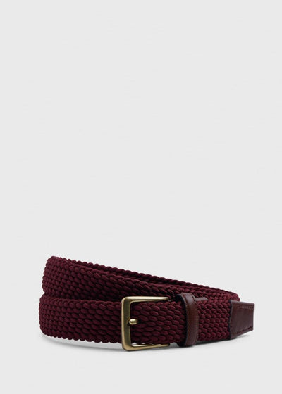 Braided Stretch Nylon Belt - Burgundy