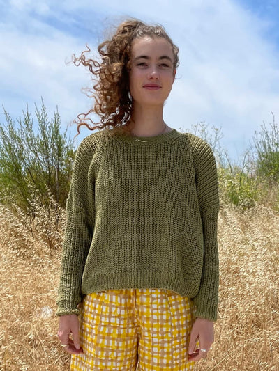 Chunky Sweater, Hand Knit & Natural Dyes - Green
