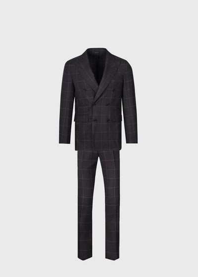 Super 130s Wool Windowpane Suit - Taupe