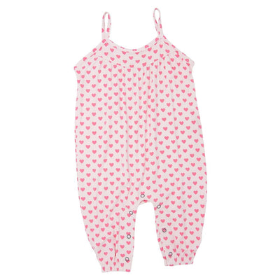 Tank Pant Romper - Pink Hearts