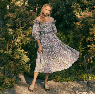 Olivia Midi Dress - Ivory/Amaranth Floral - FINAL SALE - Dresses