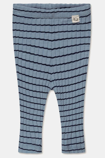 Rib Stripe Baby Leggings - Sky Blue