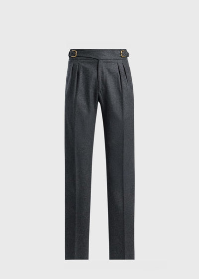 Super 100 Wool Flannel Gurka Pant - Charcoal
