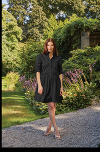 Cammie Ruffle Shirt Dress - Black