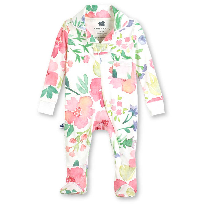 Classic Pajama Footie - Watercolor Floral