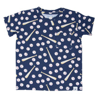 Crew Neck Tee - Little Slugger Navy
