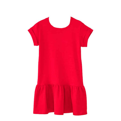 Girl's Flounce Bottom Dress - Red
