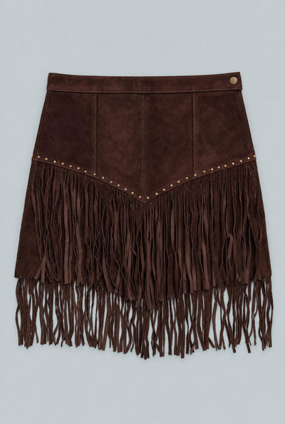 Fringe Mini - Chocolate Suede