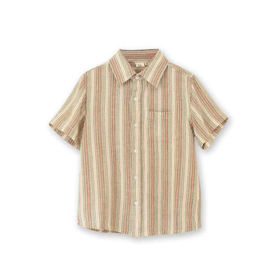 Boys Short Sleeves Collar Shirt - Mint Green Stripe