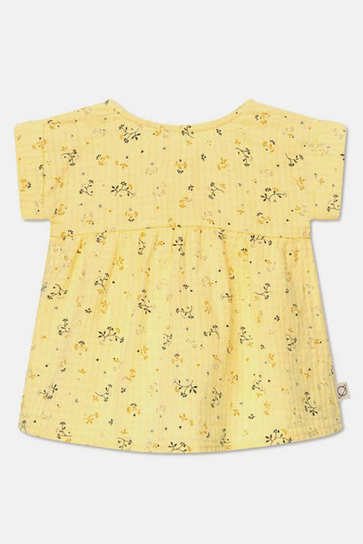 Muslin floral baby dress - Yellow
