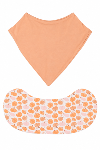 Sweet Bamboo Bib & Burp Cloth Set - Pumpkin Harvest