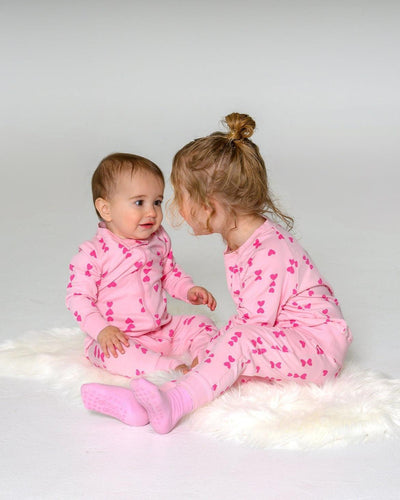 Pink-on-Pink Hearts Zip Romper