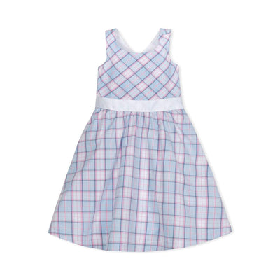 Baby Organic Cross Back Party Dress - English Blue Plaid