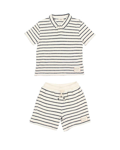 Terry Stripes Polo Set Nuit