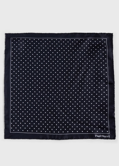 Printed Silk Dot Pocket Square - Black