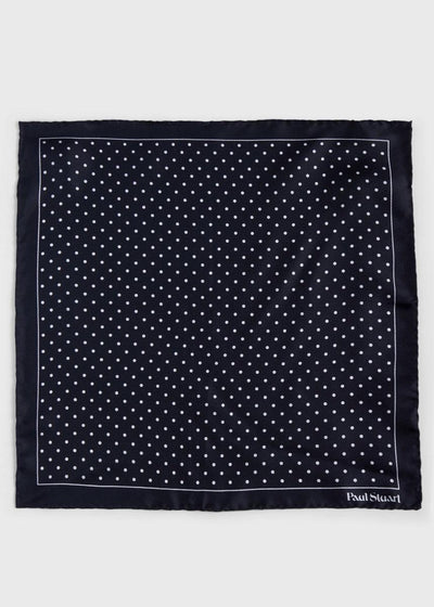 Printed Silk Dot Pocket Square - Black