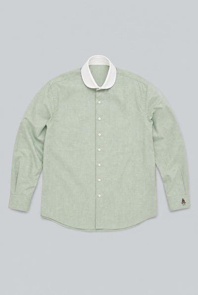 Mof Oxford Round White Collar Sport Shirt - Green