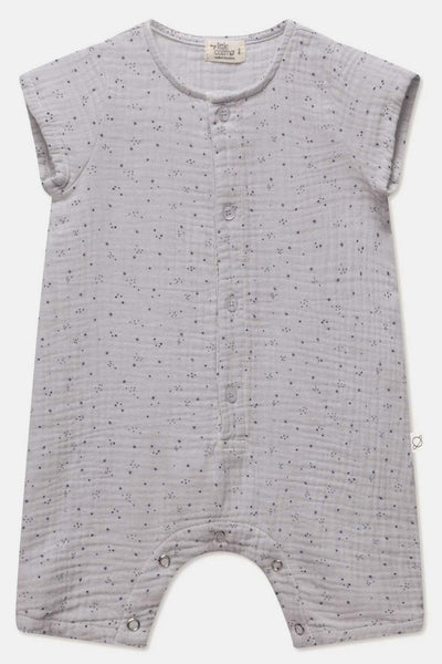 Gauze star-print baby jumpsuit - Soft grey