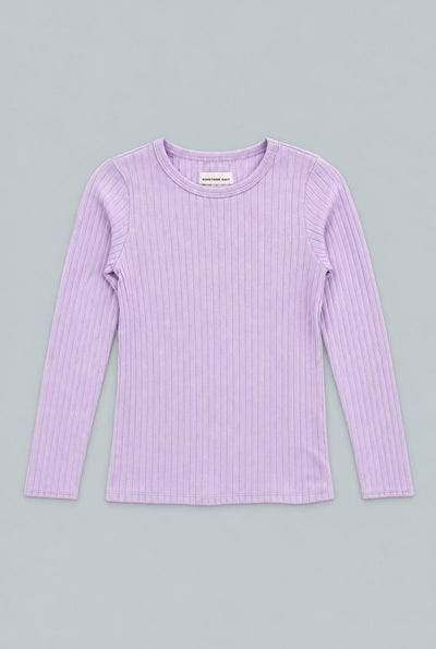 Ribbed Long Sleeve Tee - Lilac