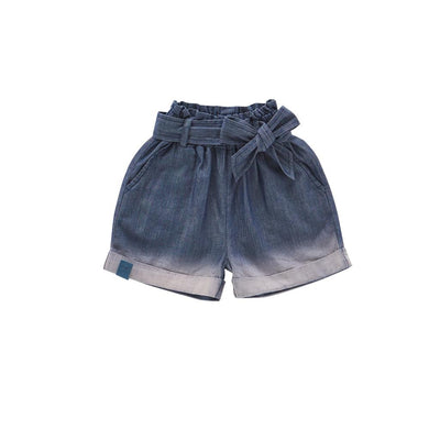 Girls Denim Shorts With Belt - Indigo