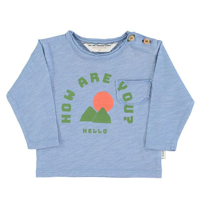 Baby Long Sleeve - Blue with ’How are you?’ Print - T-shirt