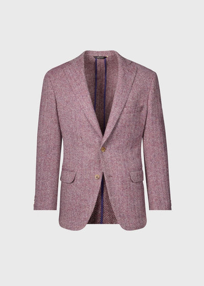 Herringbone Tweed Jacket - Plum
