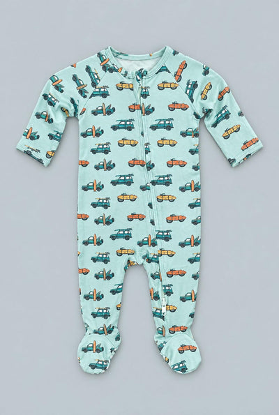Surfing Beach Zipper Footie - Check The Surf