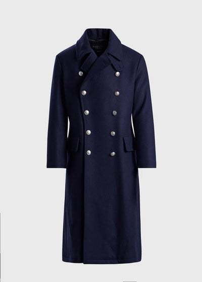 Double Breasted Wool Overcoat - Navy