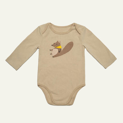 Squirrel Baby Bodysuit - Beige