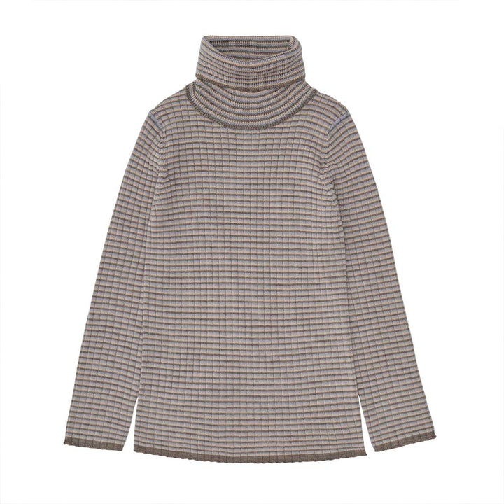 Rollneck Sweater - Beige Melange/Hay/Lavender
