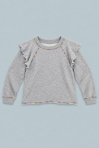 Meghan Ruffle Shoulder Sweatshirt - Gray