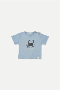 Baby Slub Print T-Shirt Crabe - Blue