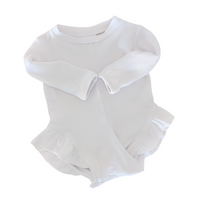 Long Sleeve Ruffle No-Snap Peasy - White