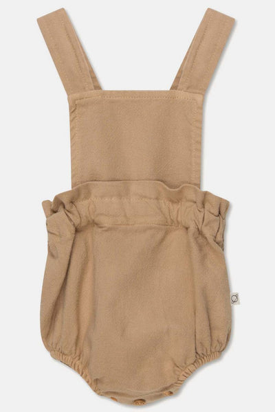 Rustic cotton smocked baby overalls - Sand