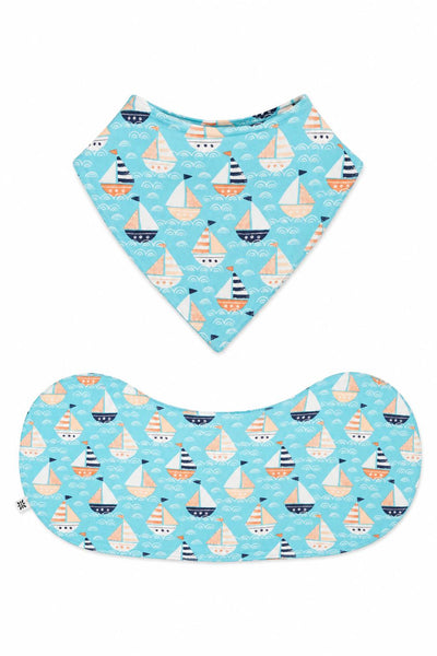 Sweet Bamboo Bib & Burp Cloth Set - Boats