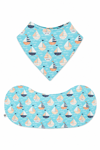 Sweet Bamboo Bib & Burp Cloth Set - Boats