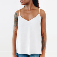 The Cotton/Silk Valencia Tank - White