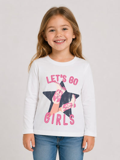 Lets Go Girls Crew Tee Little Kids - White