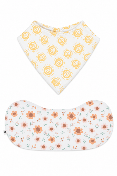 Sweet Bamboo Bib & Burp Cloth Set - Sunshine + Sunflower