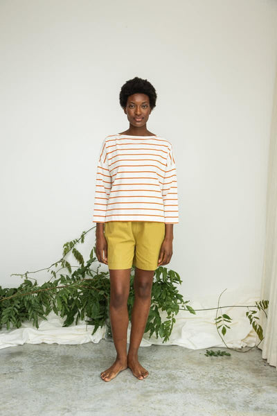 Leia-Sue Organic Cotton Top - White and Brick