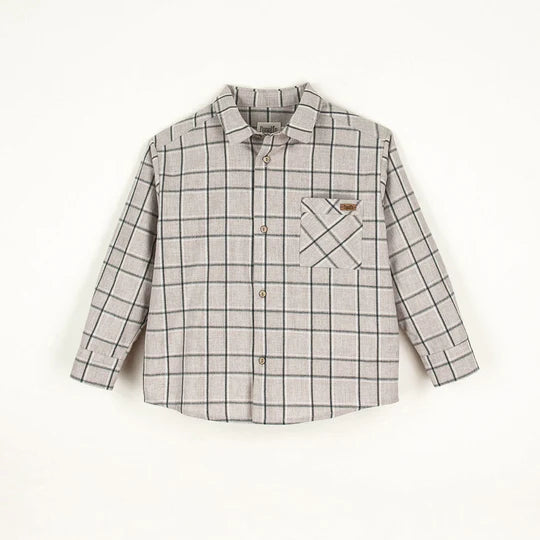 Taupe Plaid Shirt with Pockets