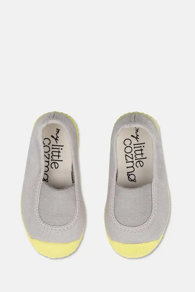 Slip-on vegan baby sneakers - Soft grey yellow