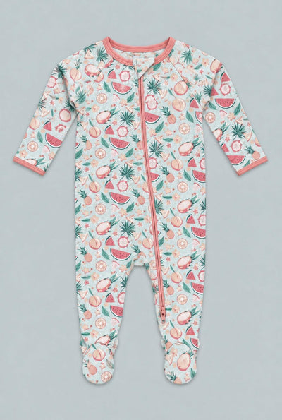 Zipper Footie - Dragon Fruit