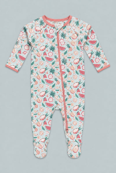 Zipper Footie - Dragon Fruit