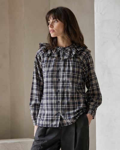 Tina-cay Seacell Shirt Check - Navy-Beige-Check