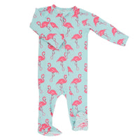 Zipper Footie - Flamingo Aqua