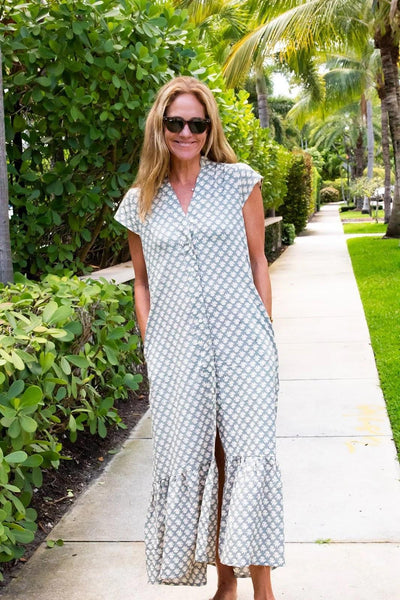 Caitlin Dress - Grey Stamp